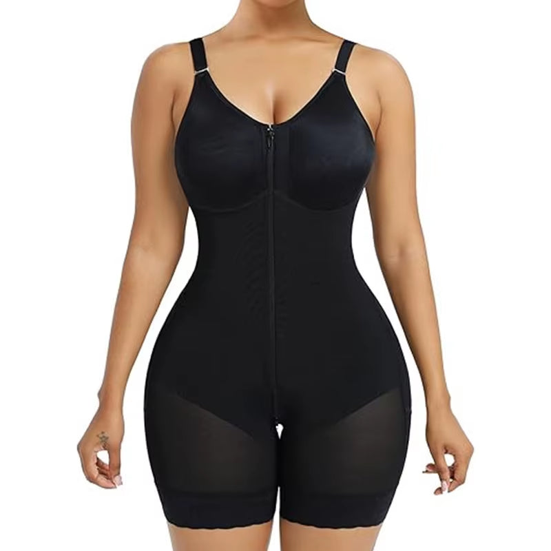 Mesh Bodysuit Shapes for Women Tummy Control Waist Cincher Butt Lift Body Shaper Breathable Stretch with Bra Cups Front Zipper