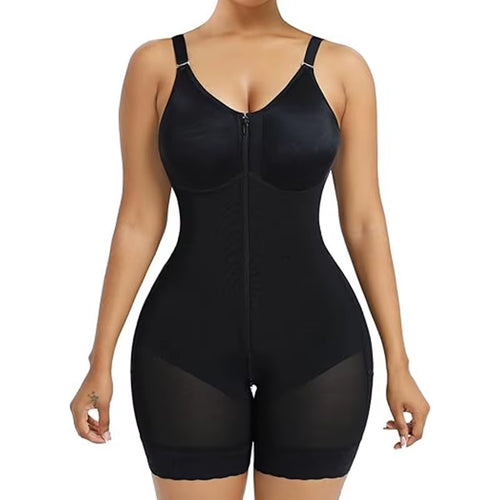 Mesh Bodysuit Shapes for Women Tummy Control Waist Cincher Butt Lift Body Shaper Breathable Stretch with Bra Cups Front Zipper
